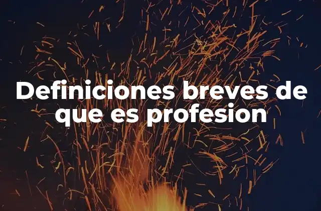 Definiciones Breves de que es Profesion