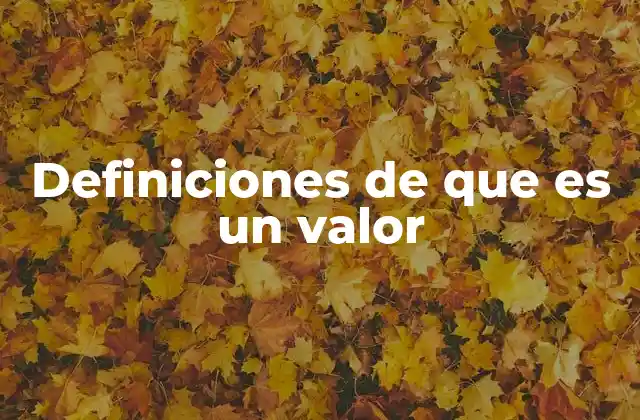 Definiciones de que es un Valor