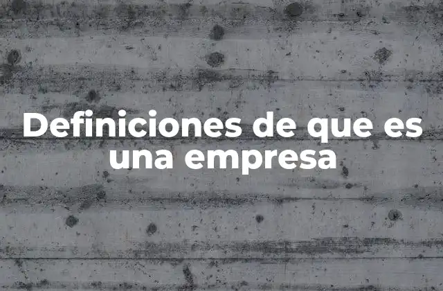 Definiciones de que es una Empresa