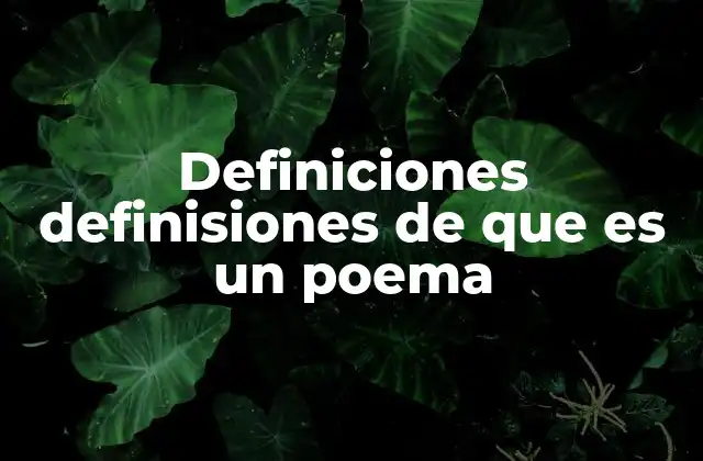 Definiciones Definisiones de que es un Poema