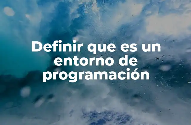 Definir que es un Entorno de Programación