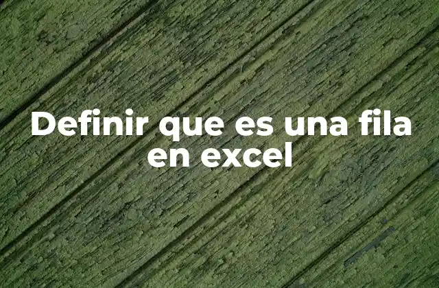 Definir que es una Fila en Excel