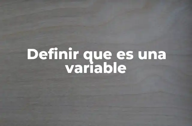 Definir que es una Variable