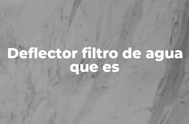 Deflector Filtro de Agua que es