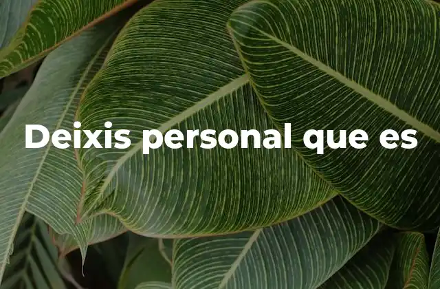 Deixis Personal que es