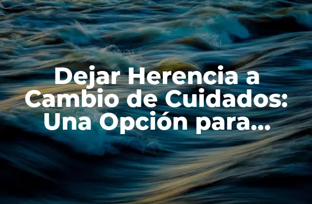 Dejar Herencia a Cambio de Cuidados: una Opción para Adultos Mayores