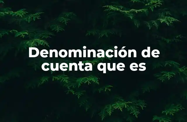 Denominación de Cuenta que es