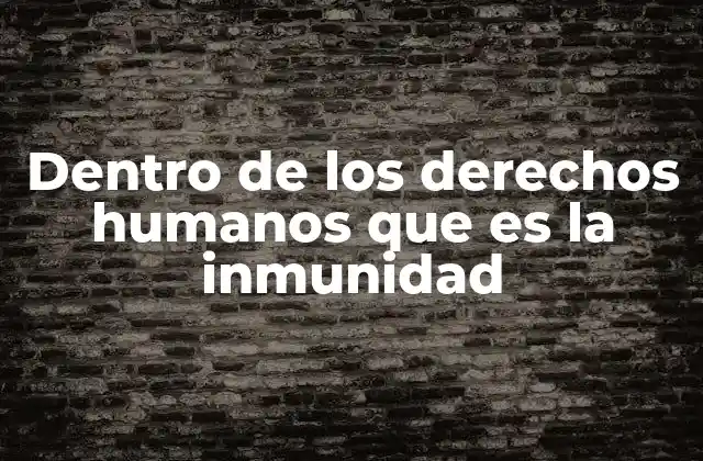 Dentro de los Derechos Humanos que es la Inmunidad