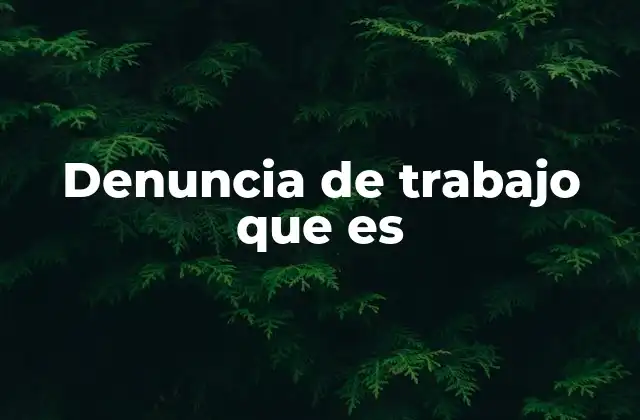 Denuncia de Trabajo que es