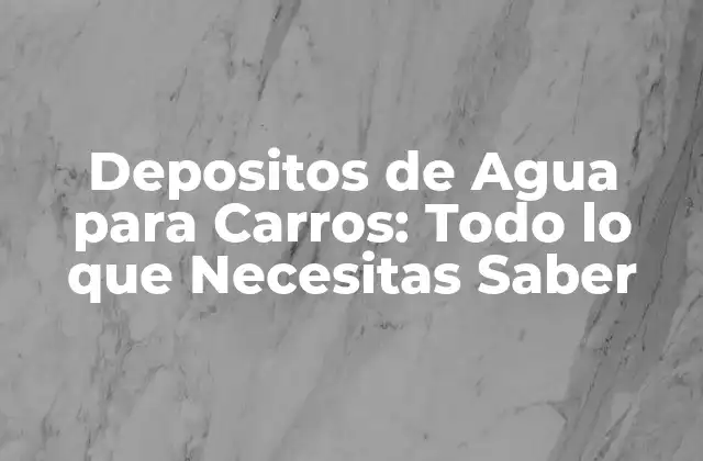 Depositos de Agua para Carros: Todo Lo que Necesitas Saber