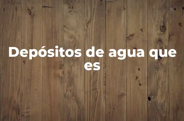Depósitos de Agua que es