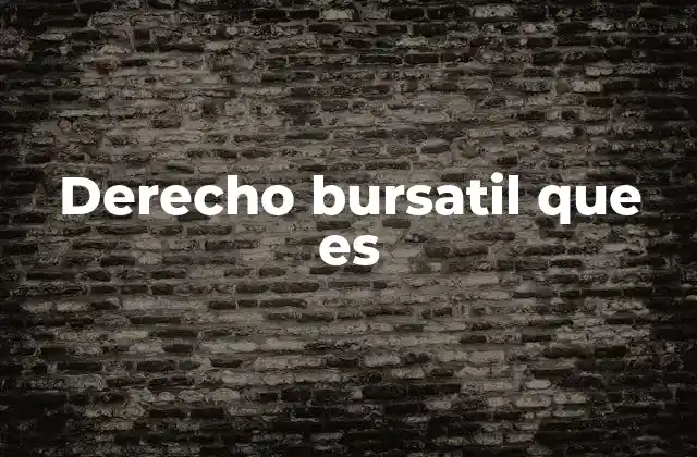 Derecho Bursatil que es