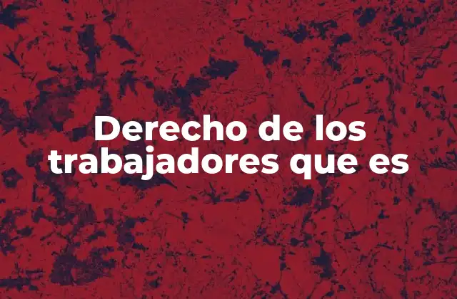 Derecho de los Trabajadores que es