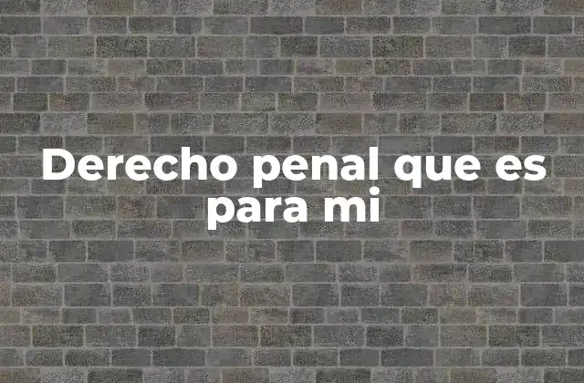 Derecho Penal que es para Mi