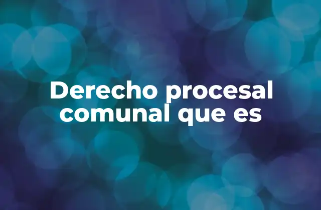 Derecho Procesal Comunal que es