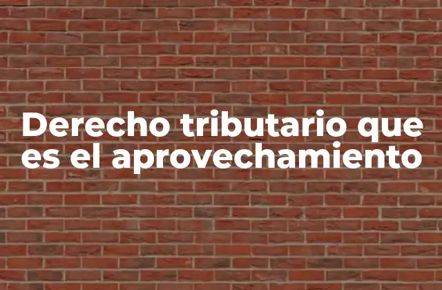 Derecho Tributario que es el Aprovechamiento