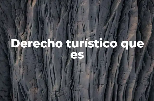 Derecho Turístico que es