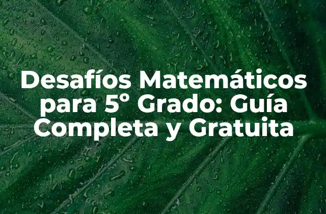 Desafíos Matemáticos para 5º Grado: Guía Completa y Gratuita 2 ¿Qué son los Desafíos Matemáticos en 5º Grado?