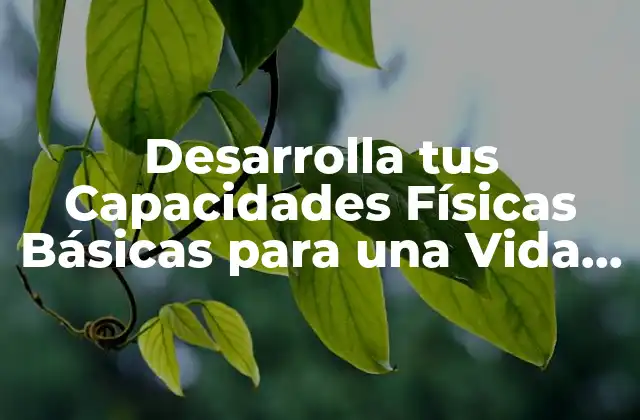 Desarrolla Tus Capacidades Físicas Básicas para una Vida Saludable
