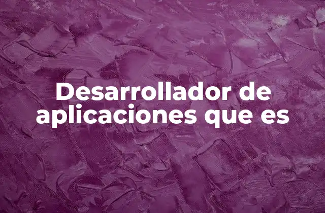 Desarrollador de Aplicaciones que es