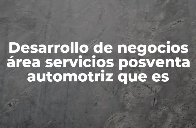 Desarrollo de Negocios Área Servicios Posventa Automotriz que es