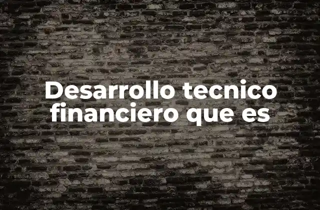 Desarrollo Tecnico Financiero que es