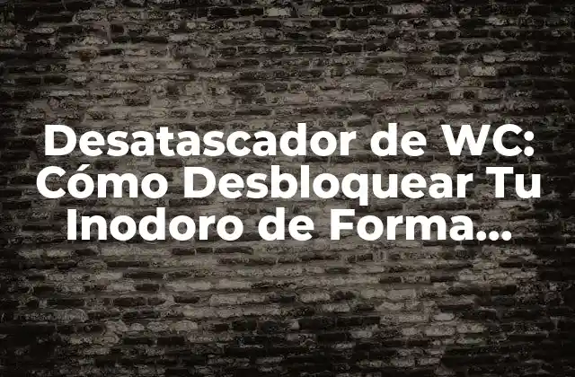 Desatascador de Wc: Cómo Desbloquear Tu Inodoro de Forma Eficiente