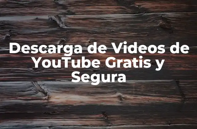 Descarga de Videos de Youtube Gratis y Segura