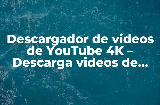 Descargador de Videos de Youtube 4k – Descarga Videos de Alta Calidad