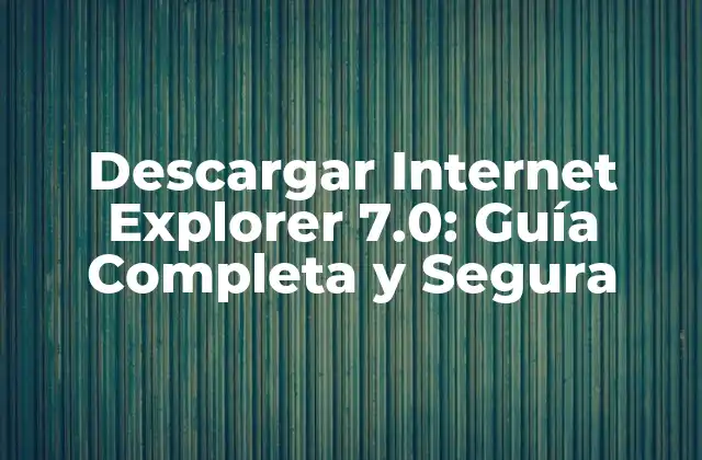 Descargar Internet Explorer 7.0: Guía Completa y Segura