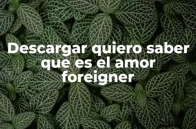 Cómo disfrutar de Quiero saber qué es el amor de Foreigner