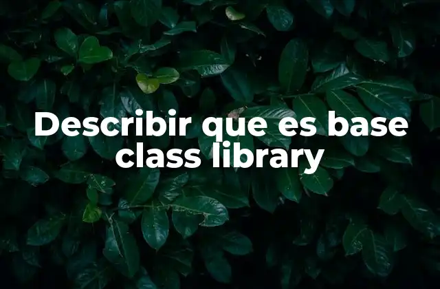 Describir que es Base Class Library
