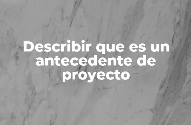 Describir que es un Antecedente de Proyecto