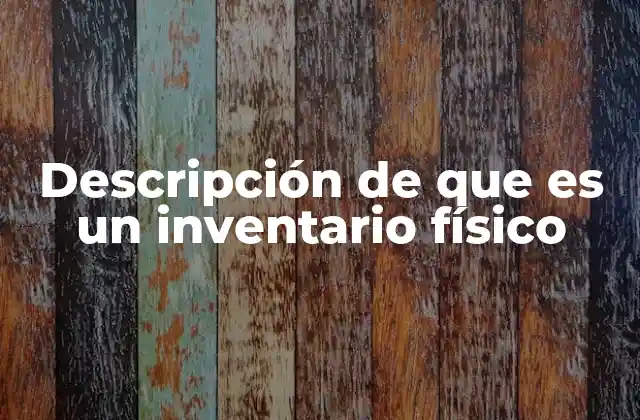 Descripción de que es un Inventario Físico