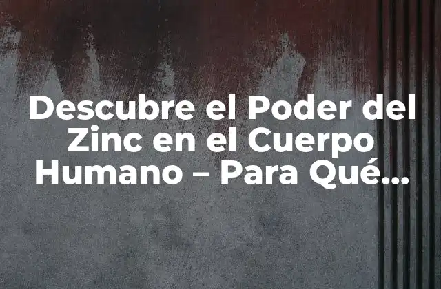 Descubre el Poder Del Zinc en el Cuerpo Humano – para Qué Sirve el Zinc