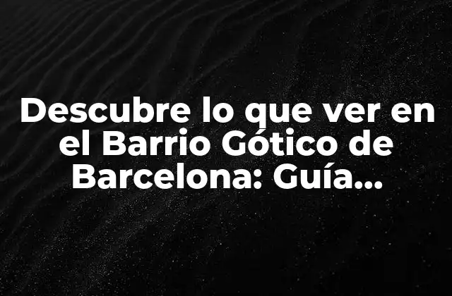 Descubre Lo que Ver en el Barrio Gótico de Barcelona: Guía Completa