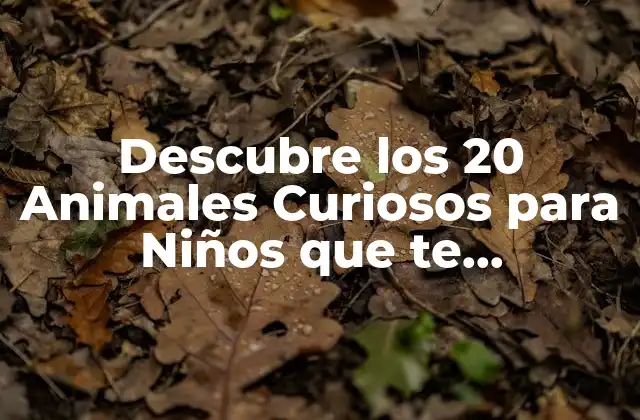 Descubre los 20 Animales Curiosos para Niños que Te Encantarán