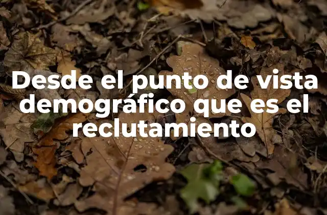 Desde el Punto de Vista Demográfico que es el Reclutamiento 2 La importancia de considerar la diversidad poblacional en el proceso de selección