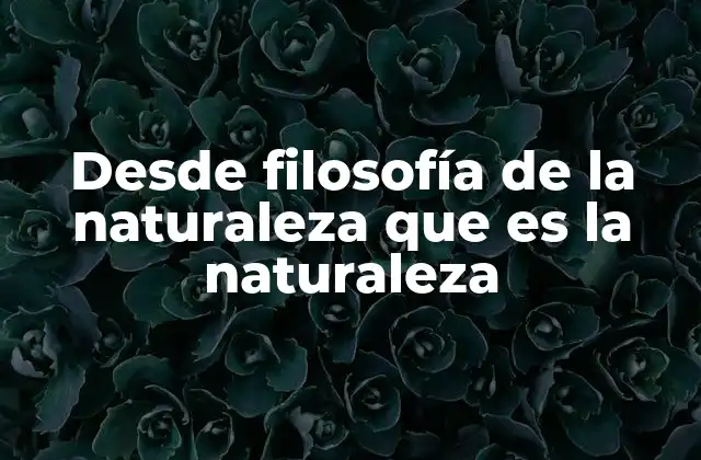 Desde Filosofía de la Naturaleza que es la Naturaleza