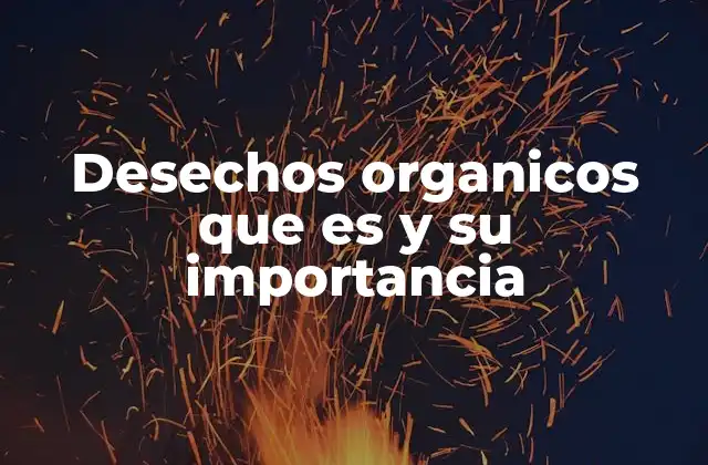 Desechos Organicos que es y Su Importancia