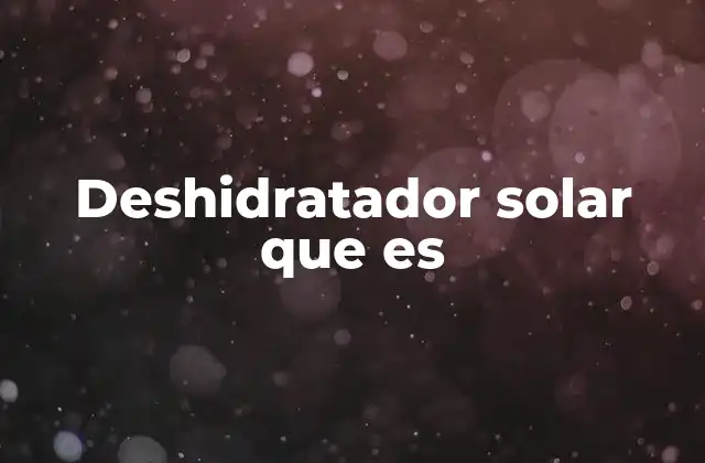 Deshidratador Solar que es