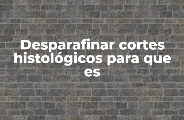 Desparafinar Cortes Histológicos para que es