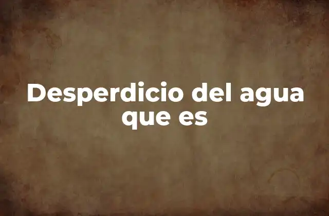 Desperdicio Del Agua que es