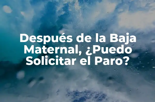 Después de la Baja Maternal, ¿puedo Solicitar el Paro?
