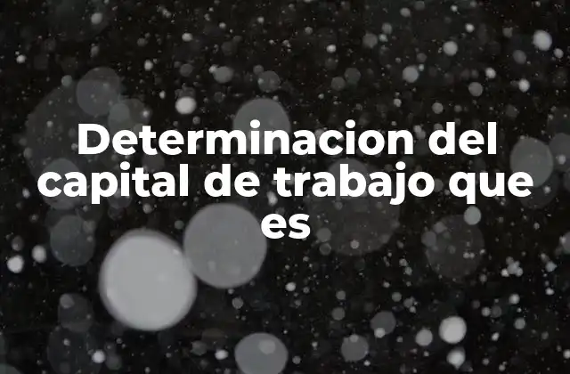 Determinacion Del Capital de Trabajo que es