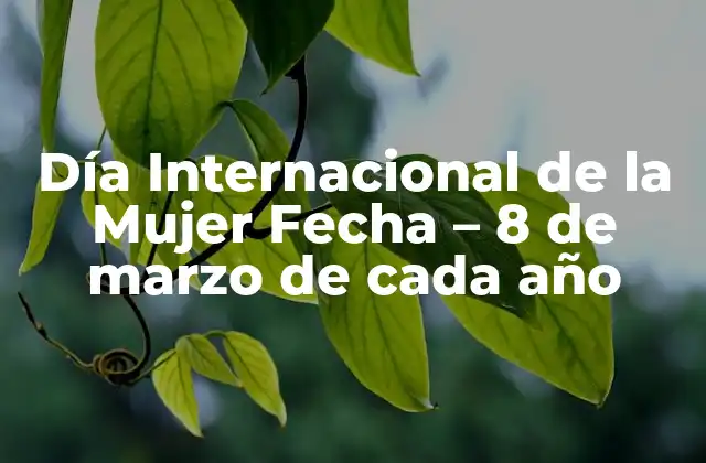 Día Internacional de la Mujer Fecha – 8 de Marzo de Cada Año
