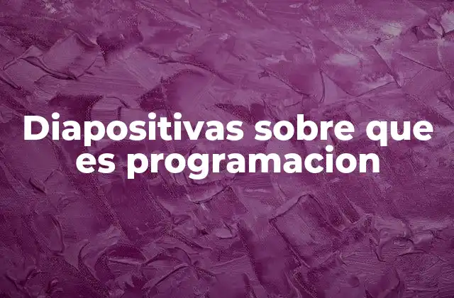Diapositivas sobre que es Programacion