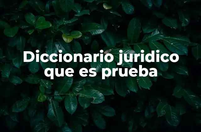 Diccionario Juridico que es Prueba