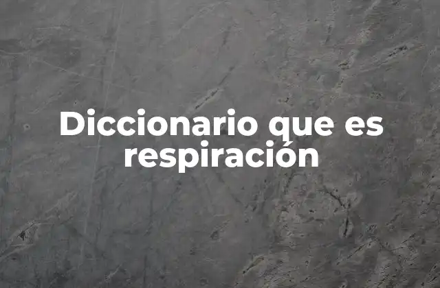 Diccionario que es Respiración