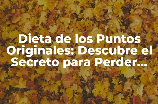 Dieta de los Puntos Originales: Descubre el Secreto para Perder Peso de Forma Segura y Efectiva
